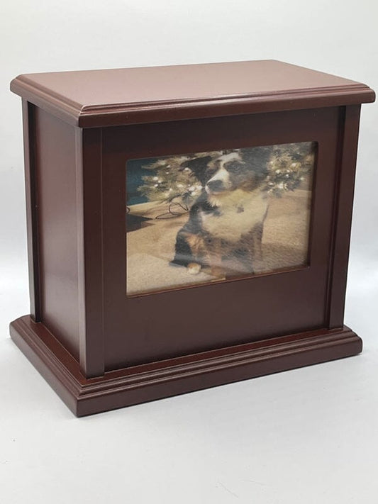 Dog Photo Urn. Brown Wood. Photo 6x4. Ships In 24 Hours Pet Urns Pets Memories Forever 