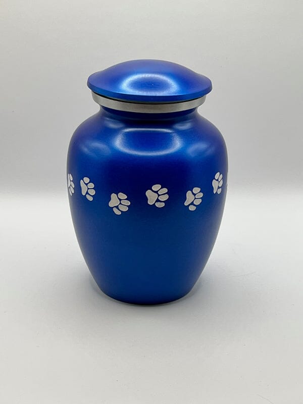 Dog Urn Metal Blue With White Paws 3 Sizes Large Dog Urn Pet Urns Pets Memories Forever Medium. 75lbs 